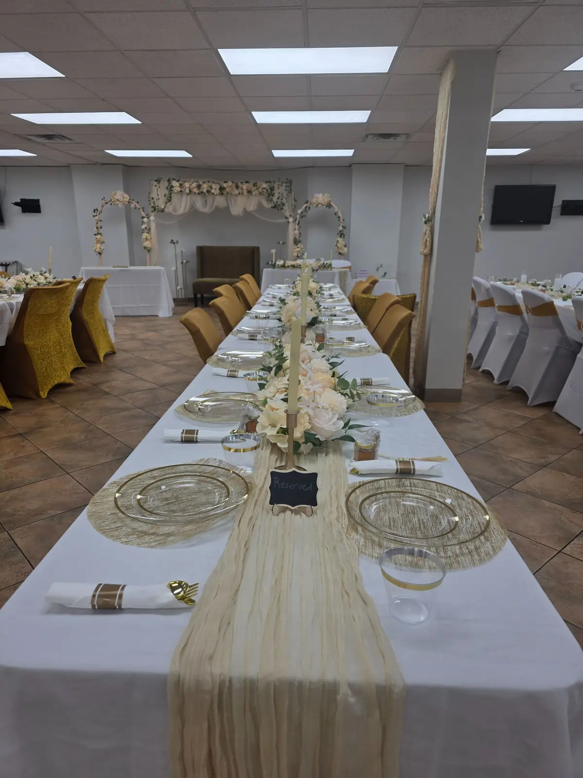 A table set for the community Eid dinner